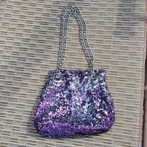 Big Buddha Purple & Silver Sequin Crossbody Bag